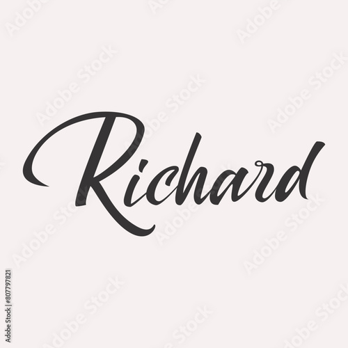 Richard. English name handwritten inscription. hand drawn lettering. High quality calligraphy card. Vector illustration.