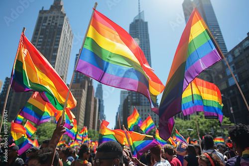 Pride concept, Pride festival, Pride Month flag and rainbow, 3D illustration