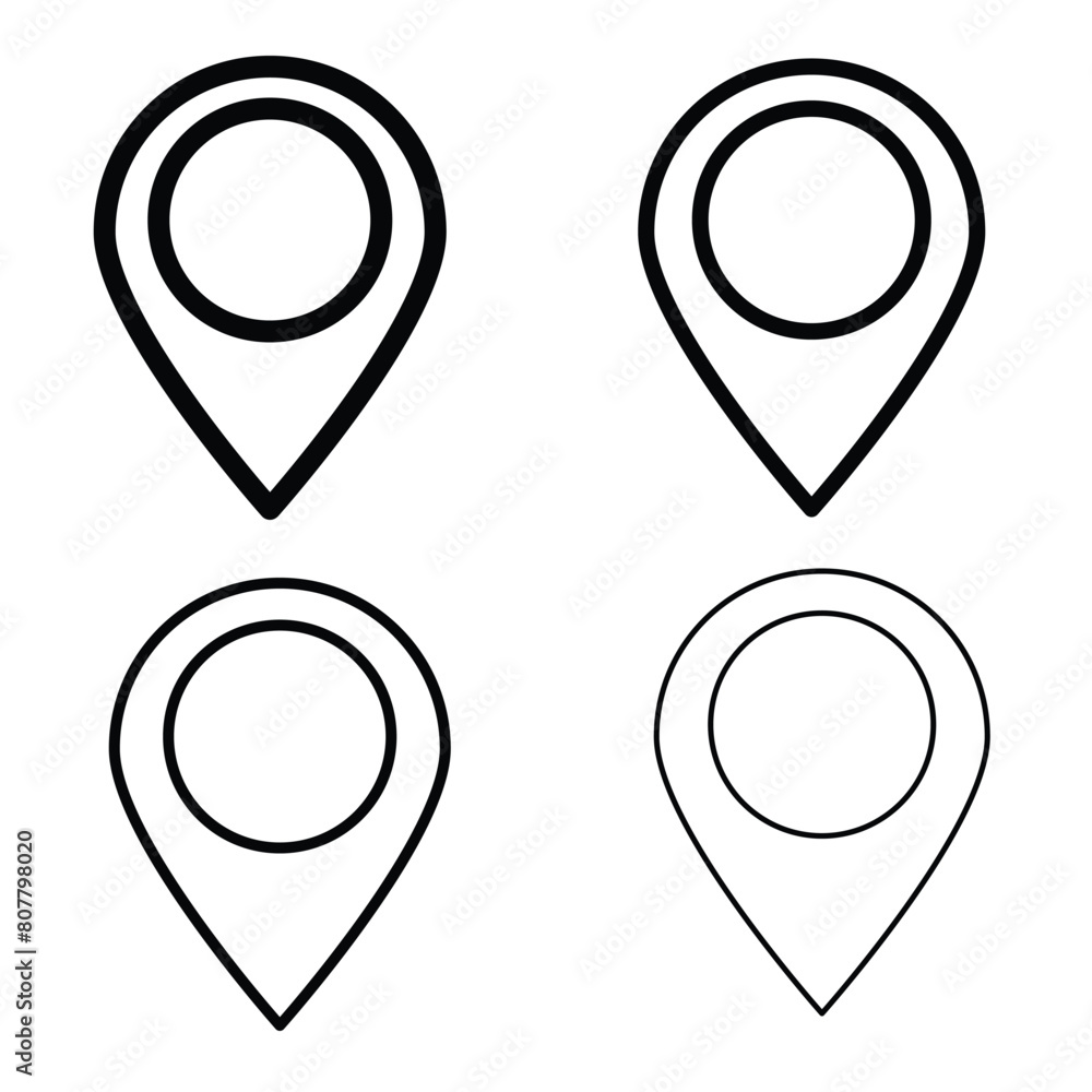 Map pin or pointer editable stroke outline icon. Vector illustration with background . Map pin or pointer editable stroke outline icon. Vector illustration with background .