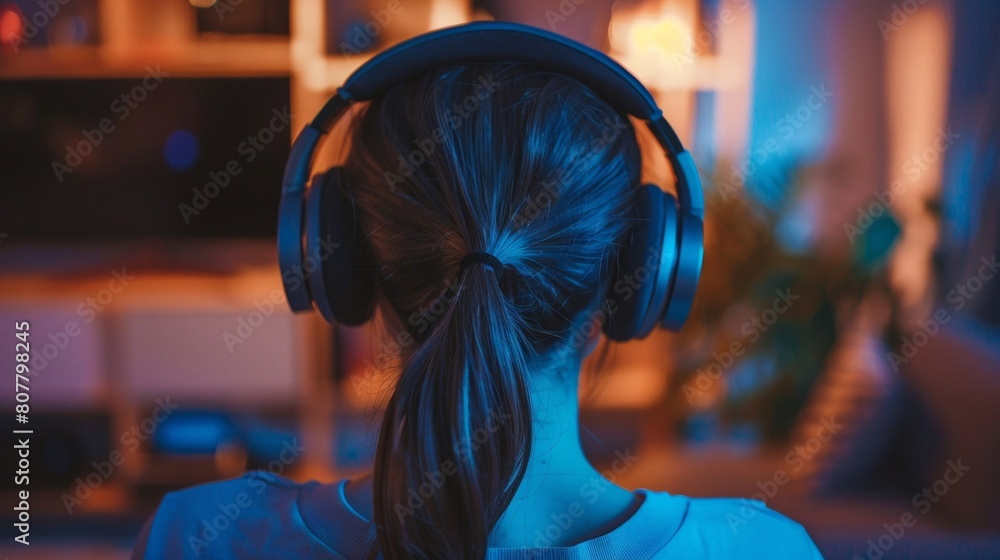 Person with headphones immersed in sound
Person with headphones immersed in sound