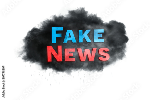 Dark Cloud Labeled 'Fake News' on Transparent Background