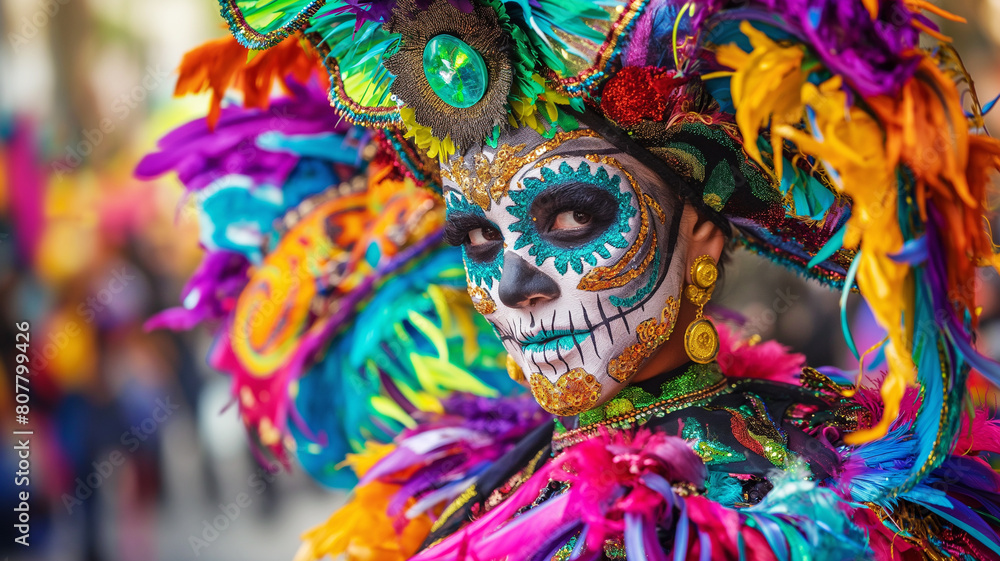 Naklejka premium Day of the dead parade, Mexico City