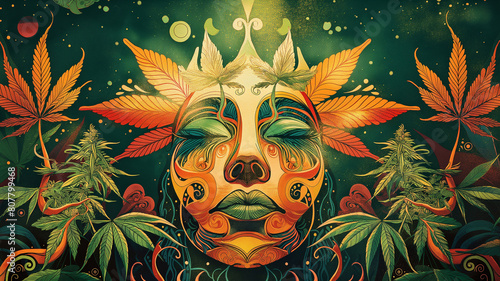 Marijuana, background with leaves