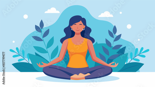 Wallpaper Mural A woman practices yoga focusing on her breath and the movements of her body fully immersed in the present moment.. Vector illustration Torontodigital.ca