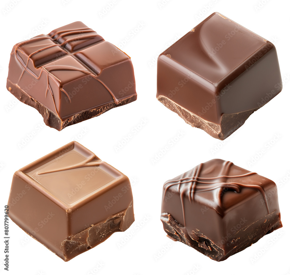 Fototapeta premium Assorted Chocolate Bonbons isolated on Transparent or white Background