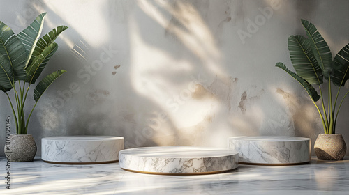 marble podiums for product placement and mock up 