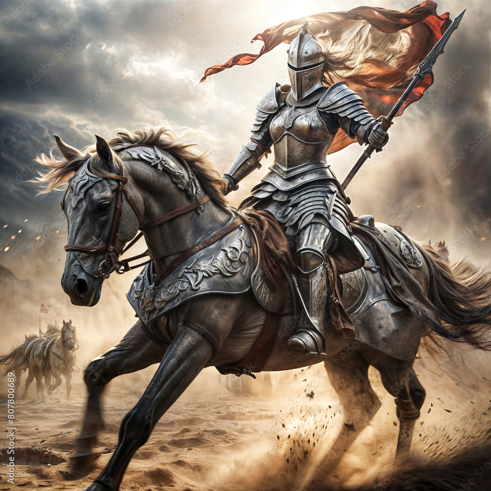 A Painting of a Chariot of Steel: Knight Charges with Unflinching Resolve A Painting of a Chariot of Steel: Knight Charges with Unflinching Resolve