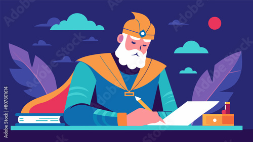 On the eve of a major battle a stoic commander writes down his final thoughts and wishes for his soldiers preparing to lead them into battle with a. Vector illustration
