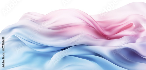 Soft gradient  pink and blue  fabric wavy folds on transparent background. photo