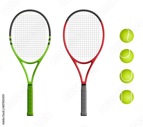 Tennis rackets vector icon set