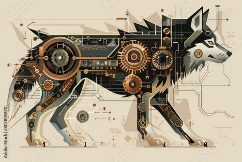 A dog with a mechanical look on its face