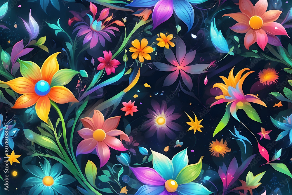 A seamless pattern of Mythical Meadow. A seamless pattern of Mythical Meadow.