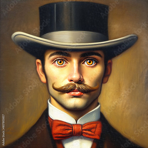 A Painting of a Dandy Disposition: Top-Hatted Chap with a Mischievous Wink 