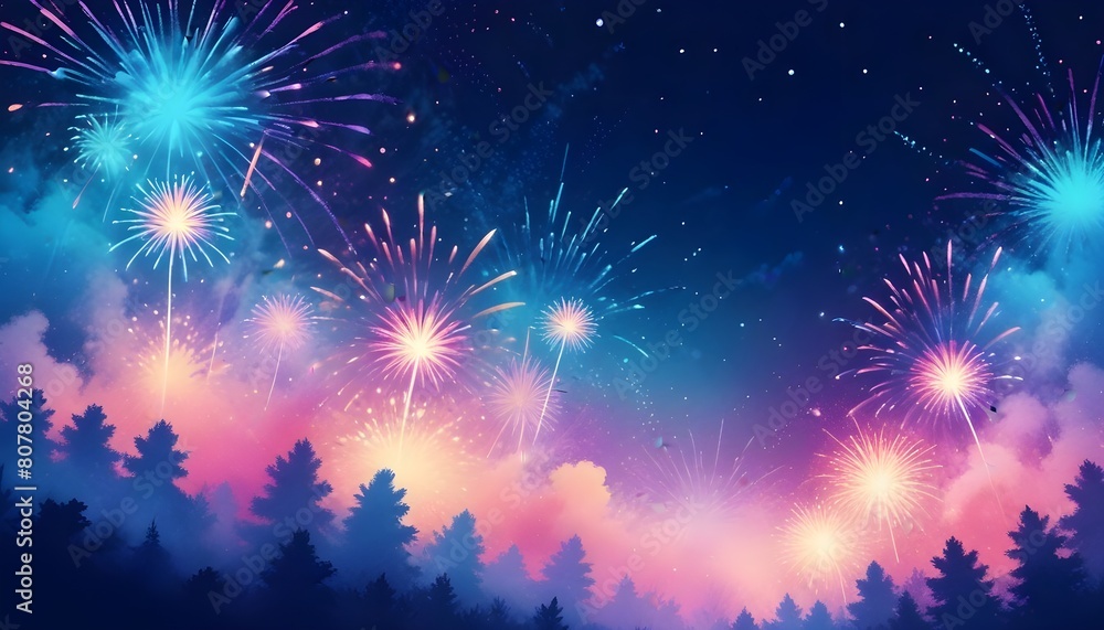 Fototapeta premium Firework background: Abstract firework celebration for celebrations