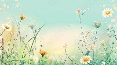 Spring summer blurred natural background. Beautiful meadow field with fresh grass. AI Generative