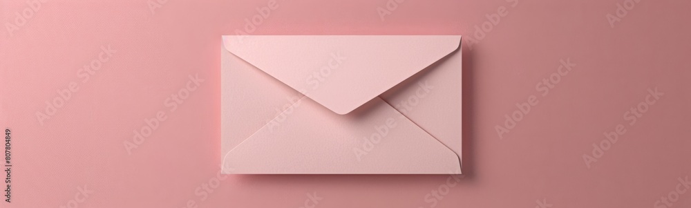 White envelope with a pink background. Banner White envelope with a pink background. Banner