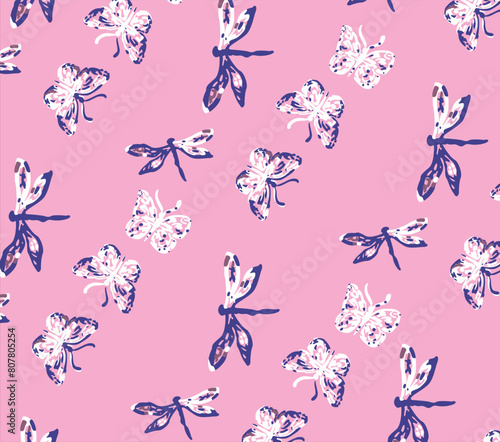 fly butterfly all over pattern print Vector art