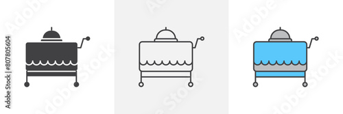 Service Tray Icon Set. Icons for In-Room Dining and Catering Services.