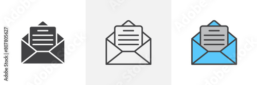 Postal Icon Set. Visuals for Handling Open Mail and Correspondences.