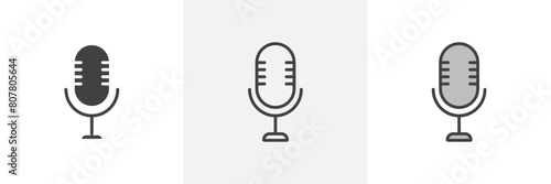 Podcasting Mic Icon Set. Icons for Audio Equipment and Recording Sessions.