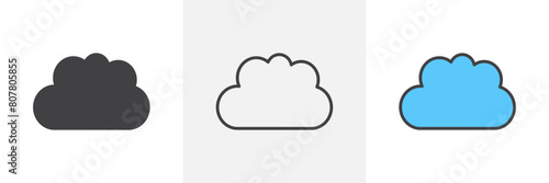 Illustrative Cloud Icon Set. Vector symbol for creative cloud designs.