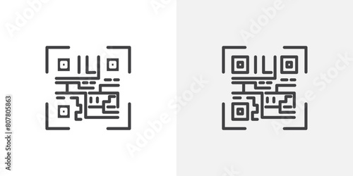 QR Code Scanning Icon Set. Vector symbol for QR code scanning functionality.