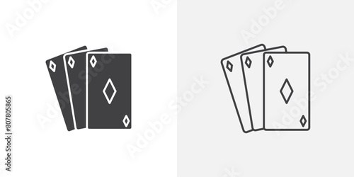 Gambling Cards Icon Set. Vector symbols for playing cards in gambling settings. photo