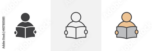Reading and Education Icon Set. Vector symbols for an open book and educational study. Icons for library readers.