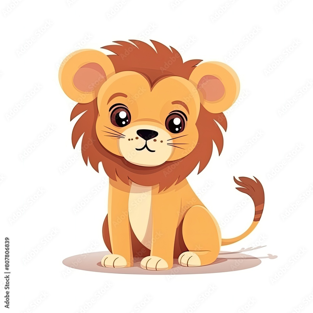 Adorable Cartoon Lion Cub Illustration with a Playful Expression Adorable Cartoon Lion Cub Illustration with a Playful Expression