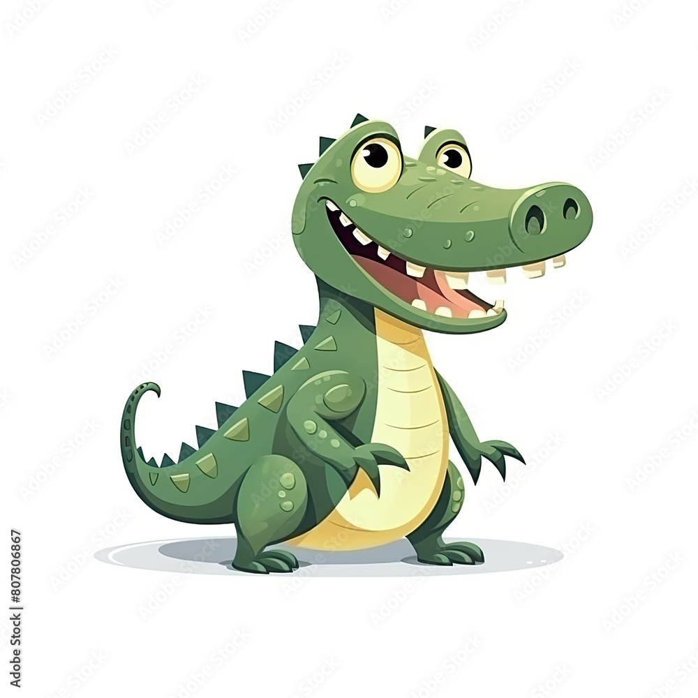 Fototapeta premium Cheerful Cartoon Crocodile Illustration Standing with a Friendly Smile