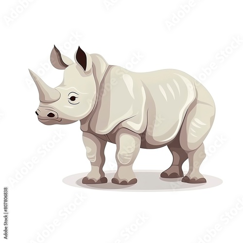 Adorable Cartoon Rhino Illustration for Children s Books and Educational Materials