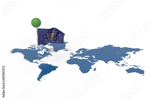 Pianeta Terra 3D con bandiera Indiana al vento