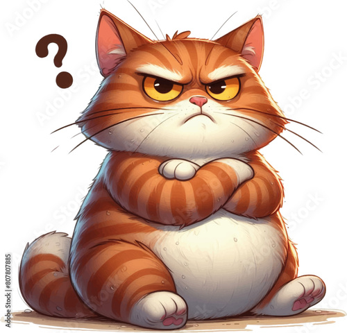 vector illustration of a red angry cartoon cat