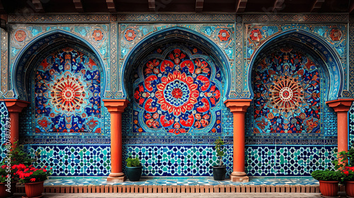 Moroccan mosaic decoration Islamic mosque motif decoration  Background