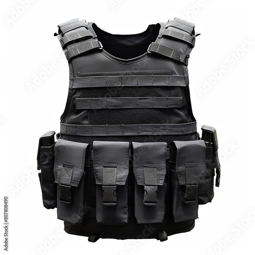 Black bulletproof vest isolated on white background. 3d rendering.