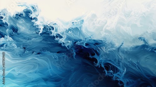 Ethereal blue abstract waves in a flowing art design © standret