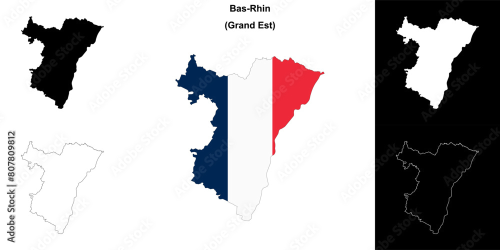 Fototapeta premium Bas-Rhin department outline map set
