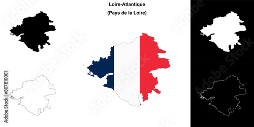 Loire-Atlantique department outline map set
