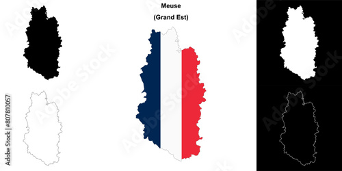 Tableau sur toile Meuse department outline map set