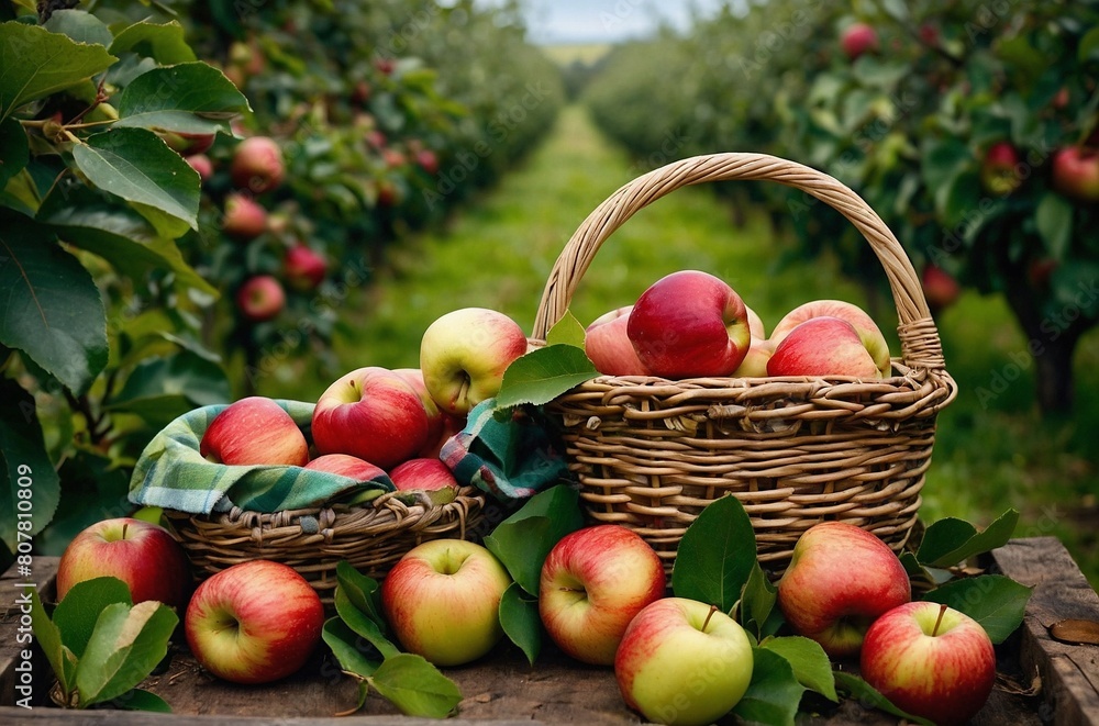 Harvest Harmony Freshly Picked Apples in a Rustic Orchard Setting Harvest Harmony Freshly Picked Apples in a Rustic Orchard Setting