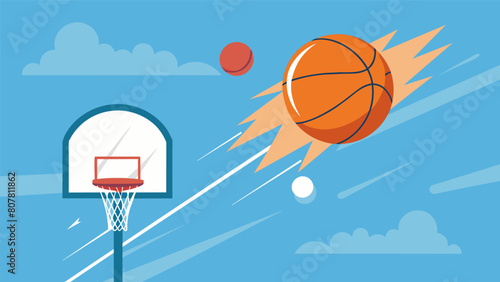 As the clock winds down the ball flies through the air sailing towards the hoop as the players heart races with anticipation.. Vector illustration