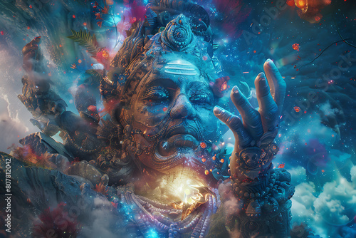 The awakening of Varahama symbolizes the rebirth of the world, depicted in vibrant colors and intricate details.