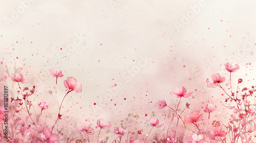 Fototapeta Naklejka Na Ścianę i Meble -  Elegant pink flowers on a gentle off-light backdrop