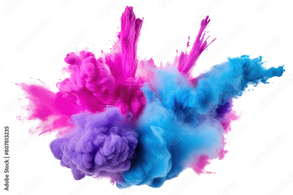 Fototapeta premium PNG Holi paint purple pink blue.