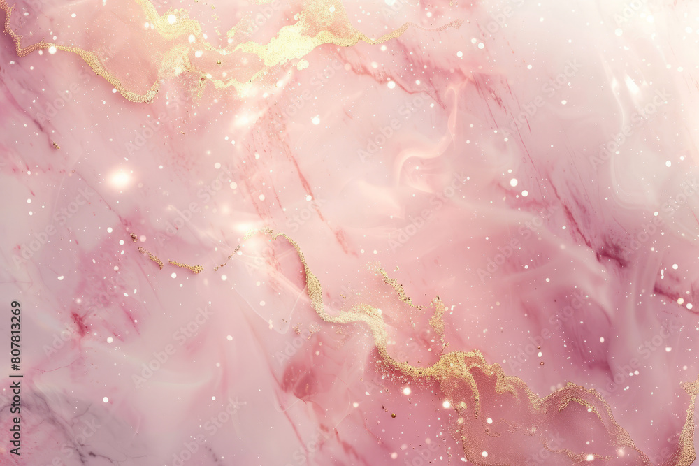 Luxurious pink marble texture with golden lines and twinkling lights Luxurious pink marble texture with golden lines and twinkling lights