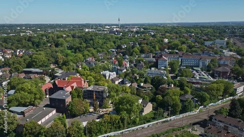 Aerial drone view of Bochum-Innenstadt, the city center of Bochum in North Rhine-Westphalia, Germany. photo