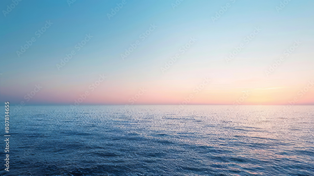 Serene ocean at dusk with clear sky and soft hues Serene ocean at dusk with clear sky and soft hues