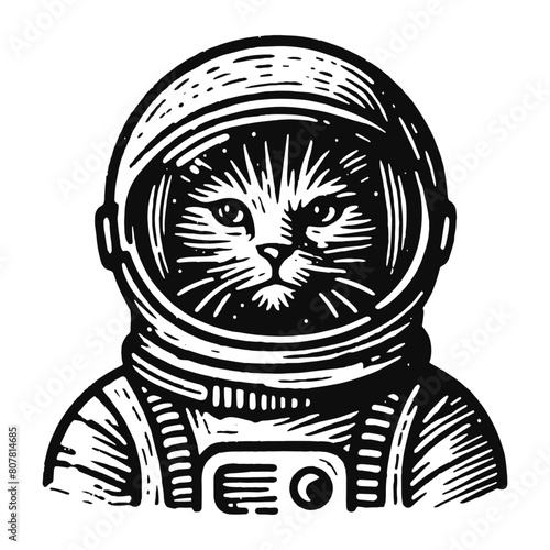 cat astronaut wearing a spacesuit sketch