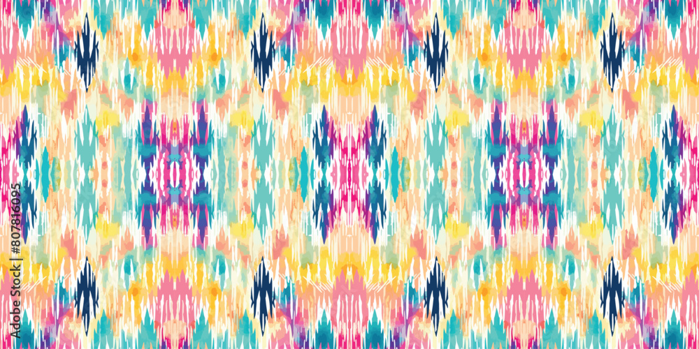 Fototapeta premium Seamless batik pattern,Seamless tribal batik pattern,and Seamless colorful pattern resemble ethnic boho, Aztec,and ikat styles.designed for use in wallpaper,fabric,curtain,carpet,Batik Embroidery
