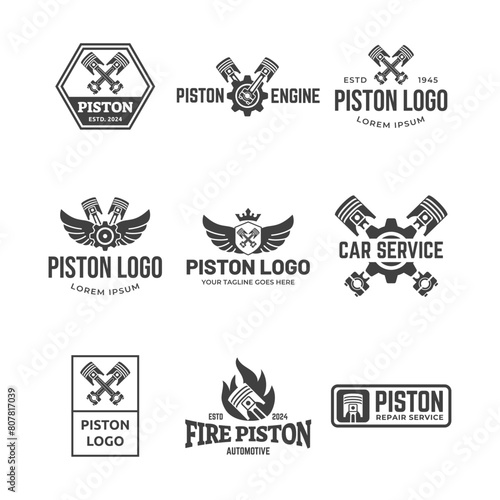 Set of Engine piston logo vector logo template
